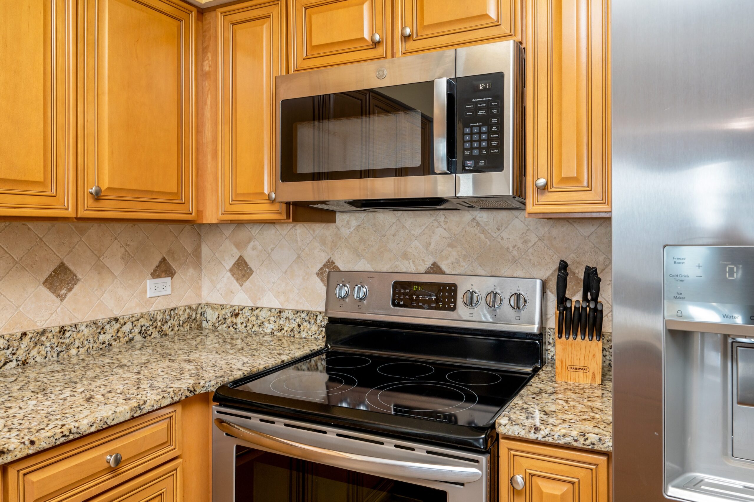 Stainless appliances in the Island Princess 613 kitchen