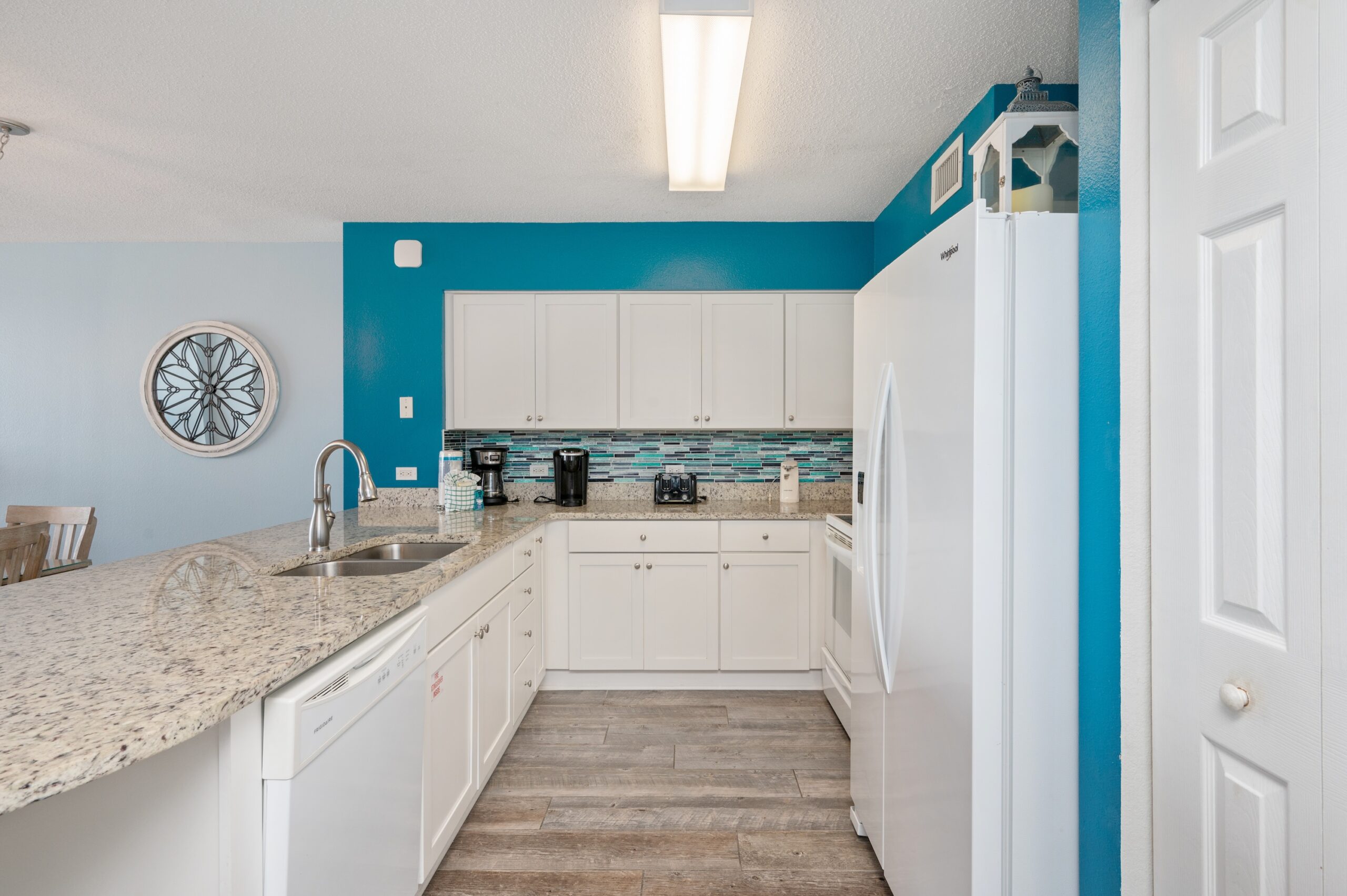 Kitchen has lots of storage with all your needs for a beach vacation on Okaloosa Island