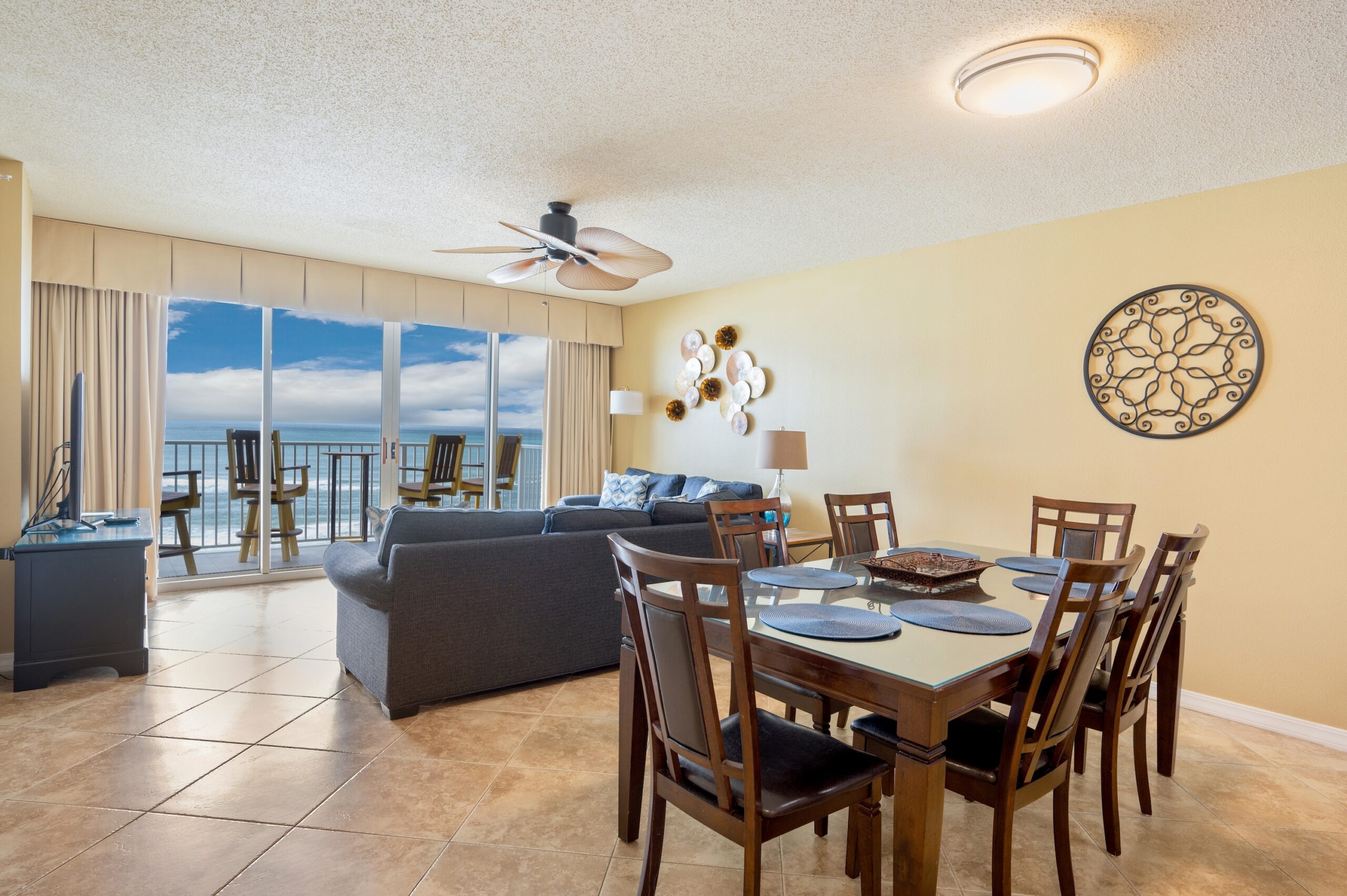 Dining area seats up to 9 people in our vacation beach rental
